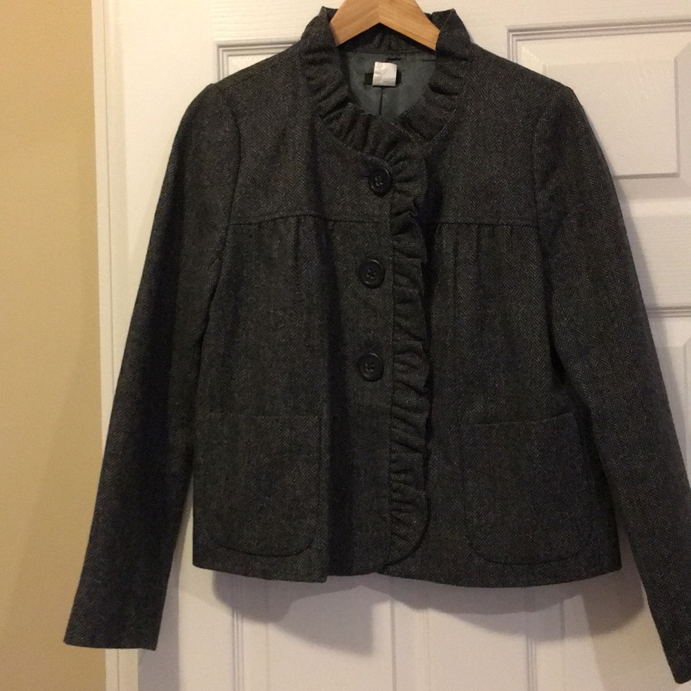 JCrew Wool Blazer with ruffled collar